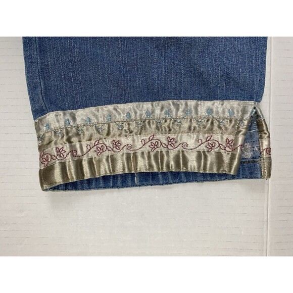 Susan Bristol Women 6 Capri Denim Pants Blue Embroidered Beaded Stretch W29 L22 - Picture 5 of 11